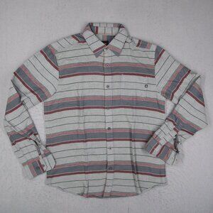 Marmot Flannel Shirt Mens Medium Gray Striped Button Up Long Sleeve Style E53660